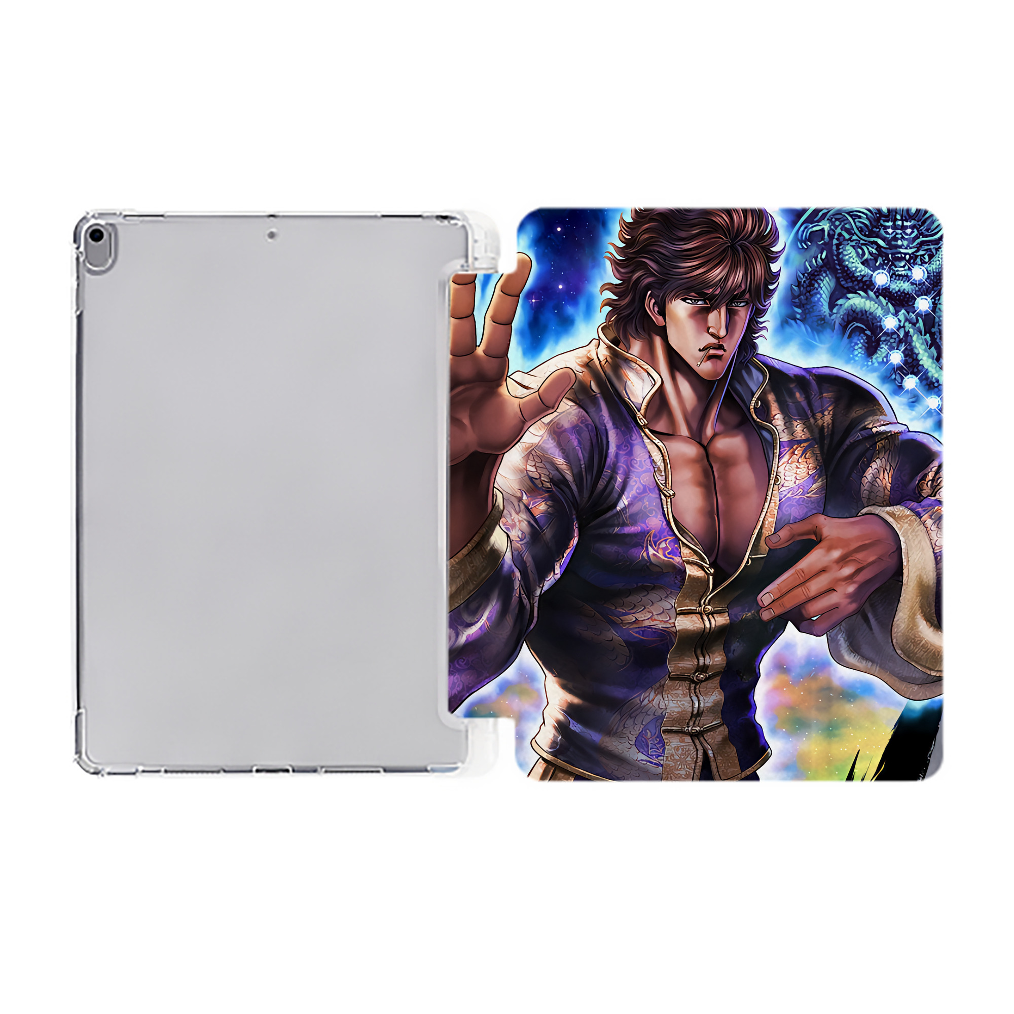 （画像用） 北斗の拳 Fist of the North Star IPad ケース ペン収納付き 三つ折りスタンド PUレザー×シリコン 対応機種9.5/10.5/10.9インチ